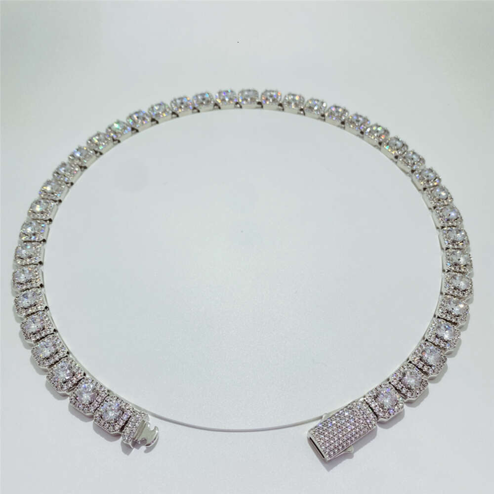 Pass Diamond Tester 10mm Rock Candy Tennis Chain Vvs d Moissanite Tennis Chain Gra Certificate Necklace Iced Out Bracelet