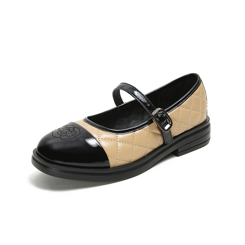 Embroider Camellia Flats Women Belt Strap Mary Janes Patchwork Shoes Ladies Lolita Square Toe Loafers JK Mocasines Femme 5be9