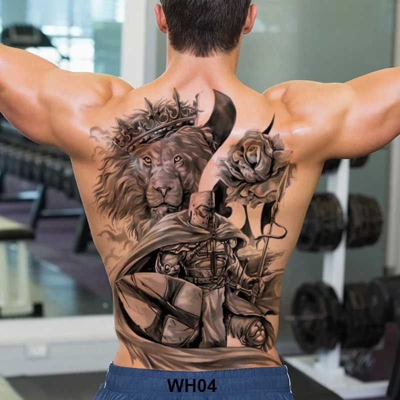 Large temporary tatoo for men tattoo body art full back sexy tattoo sticker lion king tiger dragon tattoo designs waterproof newB240711