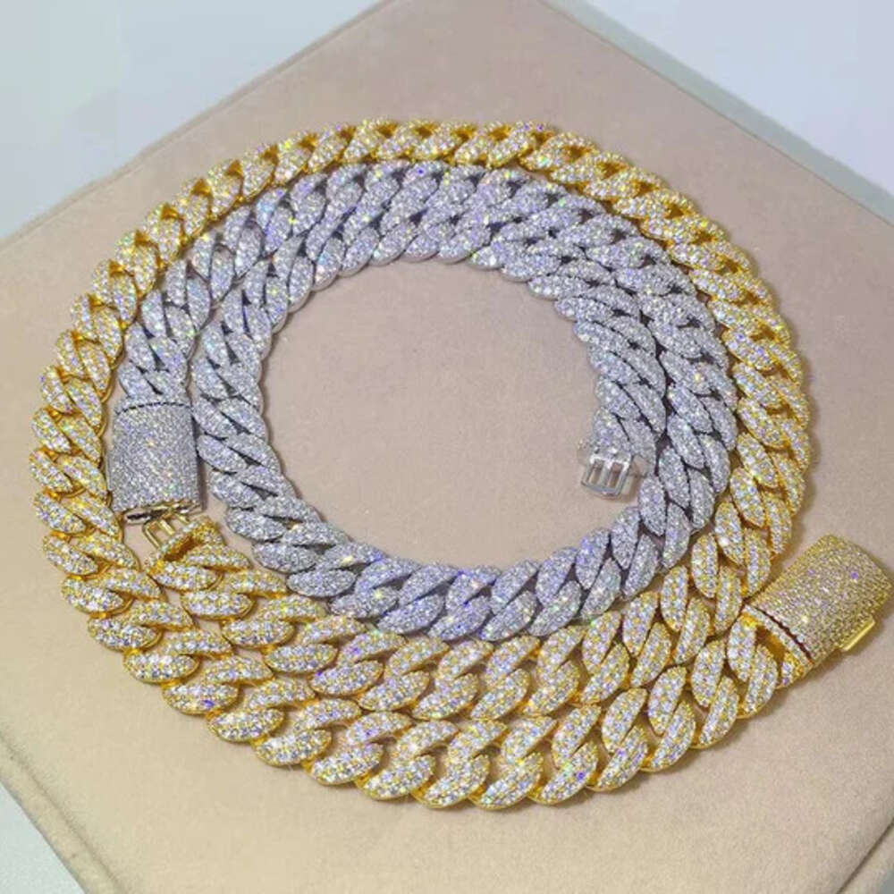 Rapper Jewelry Custom 12mm Miami Men Cuban Link Chain Gra Certificate Iced Out Moissanite 925 Silver Hip Hop Necklace