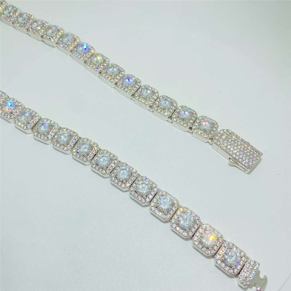 Pass Diamond Tester 10mm Rock Candy Tennis Chain Vvs d Moissanite Tennis Chain Gra Certificate Necklace Iced Out Bracelet