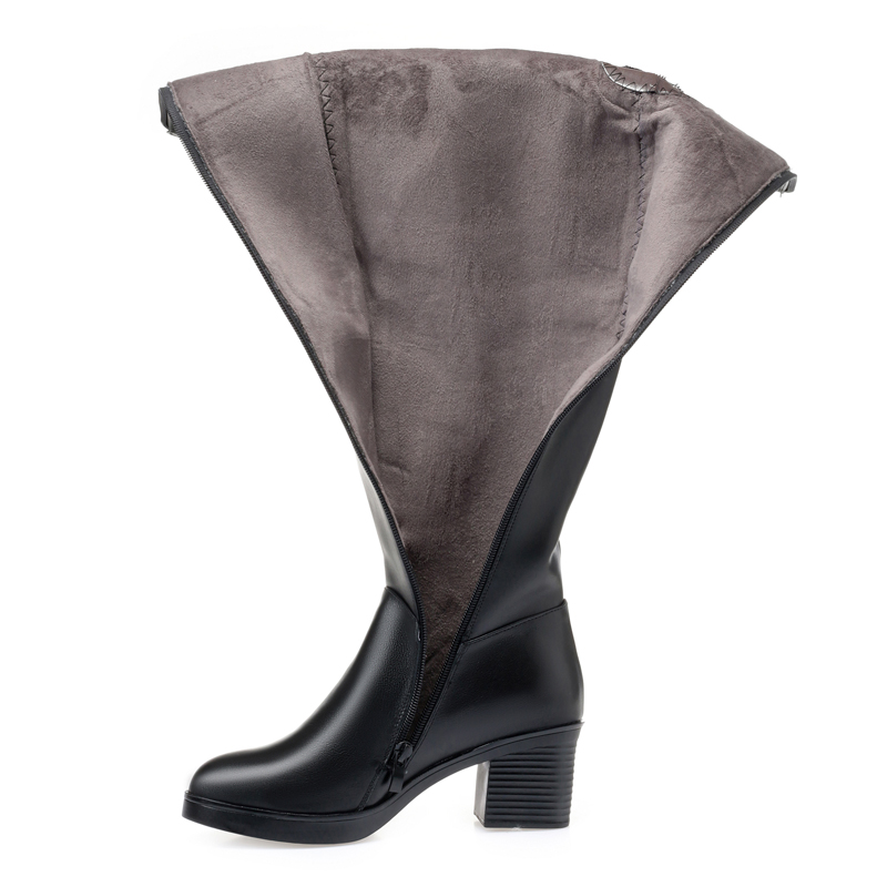 AIYUQI Women's Knee High Boots Winter 2024 New High Boots Women Round Toe Thick Genuine Leather Over-the-knee Boots Women
