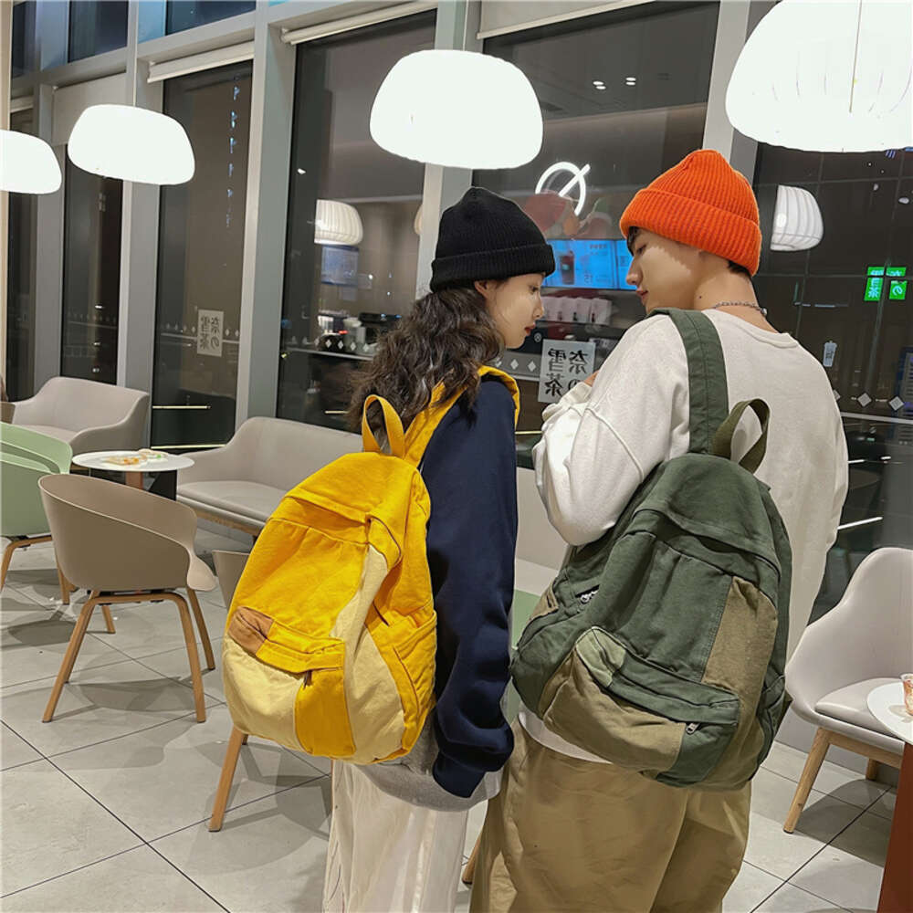 Bags for Women 2024 High Quality Large Capacity Couple Backpack Patchwork Leisure Student Fashion Versatile Canvas Bag H7.11#38 e53b7