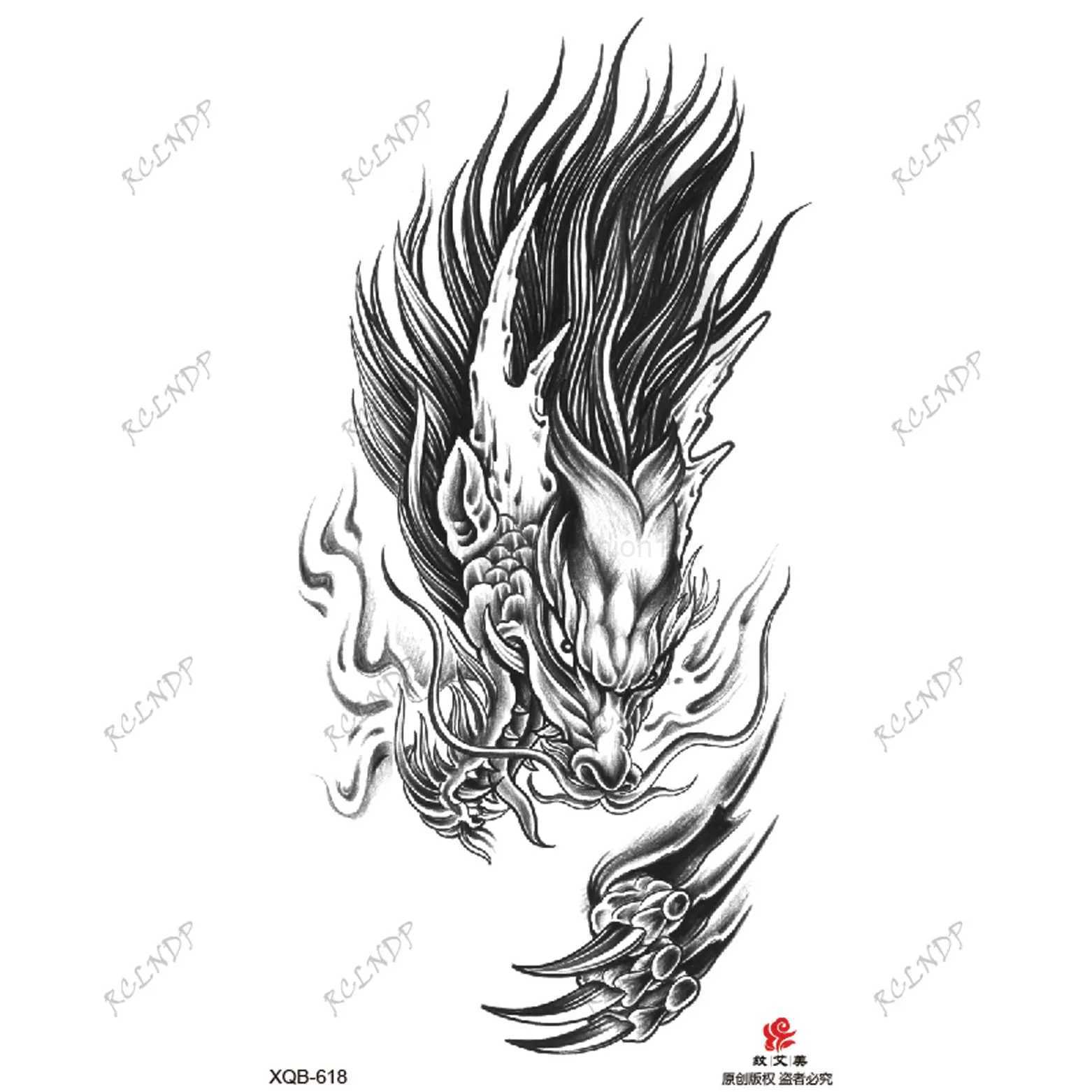 Waterproof Temporary Tattoo Sticker Chinese Dragon Big Animal Flower Cloud Arm Back Flash Tatoo Fake Tatto for Woman MenB240711
