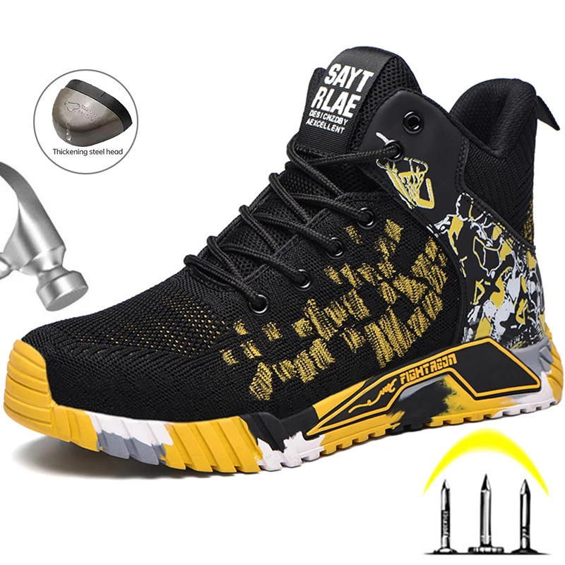 Steel Toe Safety Shoes Men lightweight Indestructible New Boots Anti-puncture Work Sneakers Male 240703