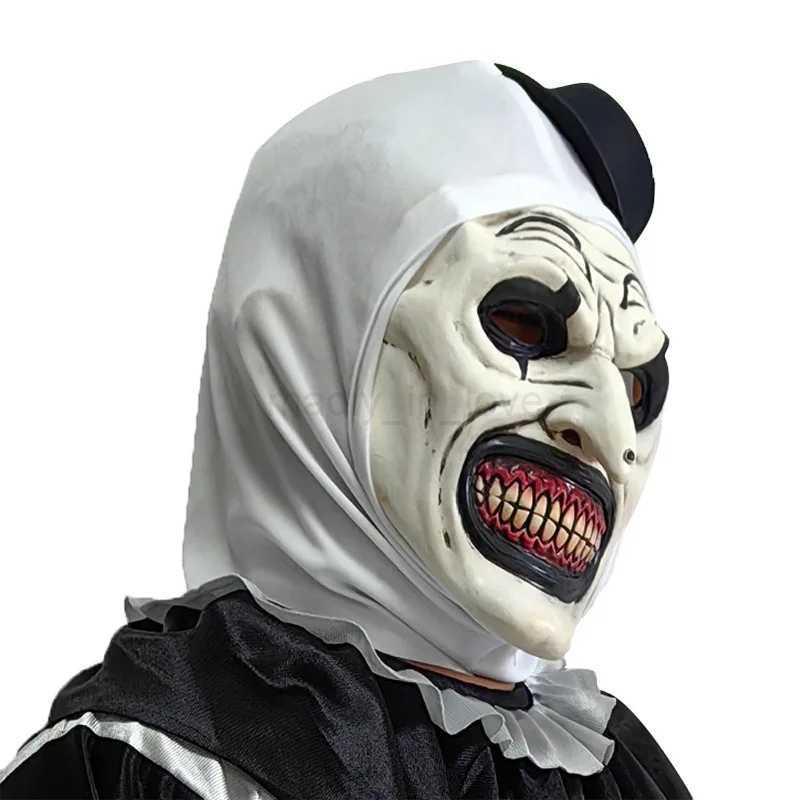 Horror Terrifier Clown Mask Cosplay Clown Funny Latex Soft Demon Evil Joker Halloween Party Costume Masks Adult One SizeM240711