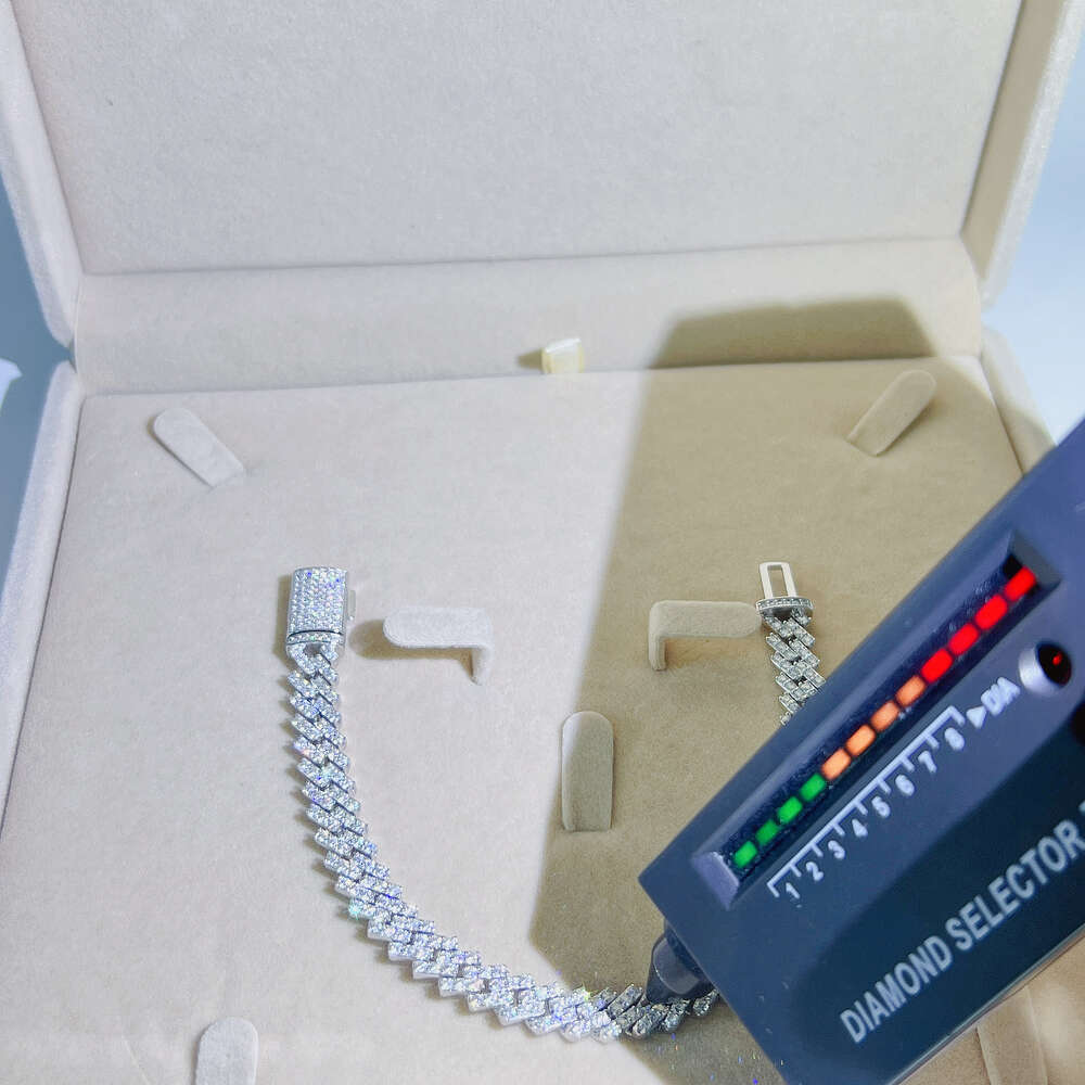 Pass Diamond Tester Hip Hop Bling Jewelry 8mm 89 Vvs Moissanite Iced Out Cuban Link Bracelet Chain