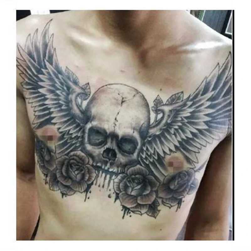 Devil Wings Skull Cross Tattoo Sticker Men and Women Back Chest Waterproof Flower Lion Body Art Fake Tattoo Cool Tattoo StickerB240711