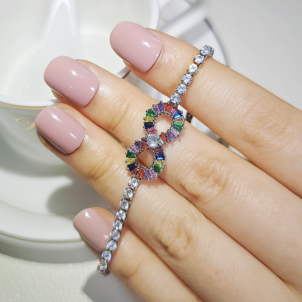 Jewellery High Quality Colorful Zircon Numeric Symbols Bangle with Crystal Rhinestone Party Gift Accessories for All Occasions Textured Statement Jewe