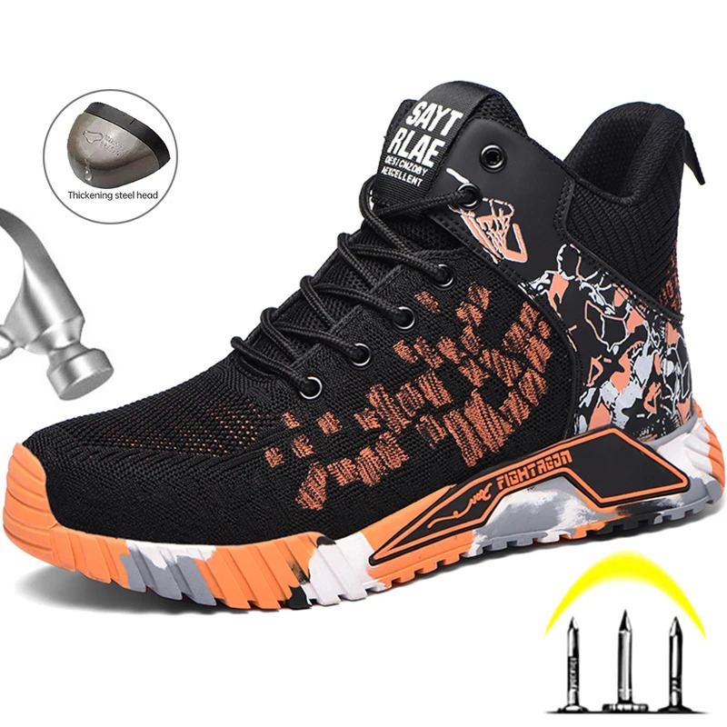 Steel Toe Safety Shoes Men lightweight Indestructible New Boots Anti-puncture Work Sneakers Male 240703