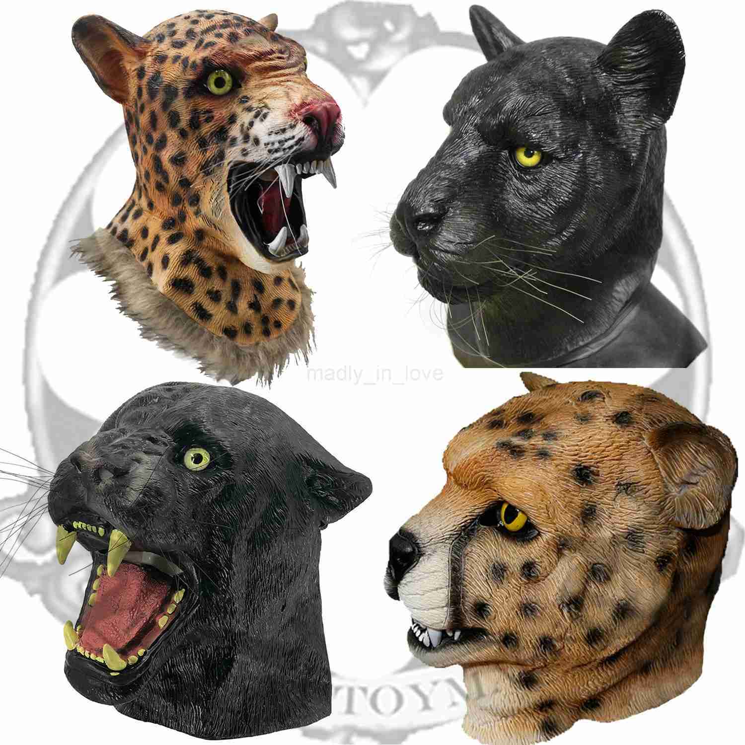 Realistic Latex Lion mask Animal Tiger Mask Wild Cat Leopard Cheetah Halloween Latex Mask Party CosplayM240711
