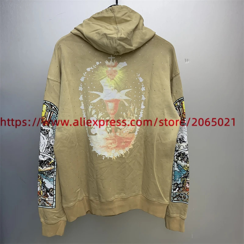 Washed WHO DECIDES WAR Cream Blue Hoodie Men Women Dia Inlay Vintage Oversize Hooded 240704