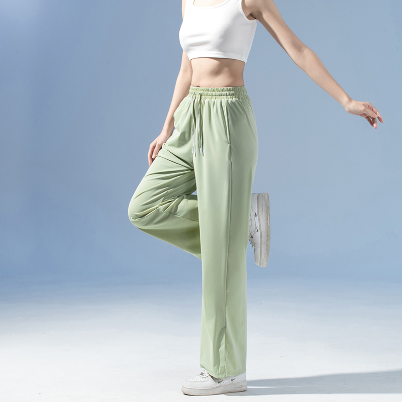 2024 New Women's Ice Silk Breathable Speed Drying Wet Sweat wicking Outdoor Straight Mouth Versatile Sports Pants F7.11#35