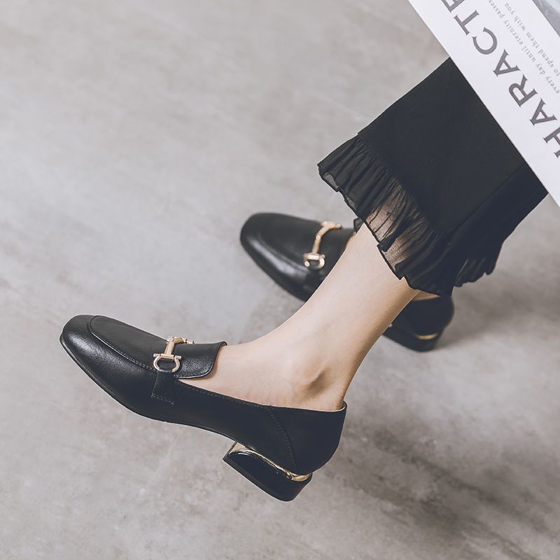 Square Toe Loafers Moccasins Formal Women's Summer Footwear Shoes for Woman 2024 Low Heel Elegant Korean Style E High Quality A
