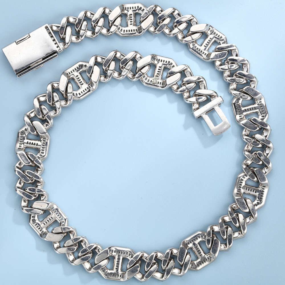 15mm Baguette Necklace Iced Out Diamond Hip Hop Jewelry Cuban Chain Link Sterling Silver Men Cuban Link Chain Necklace