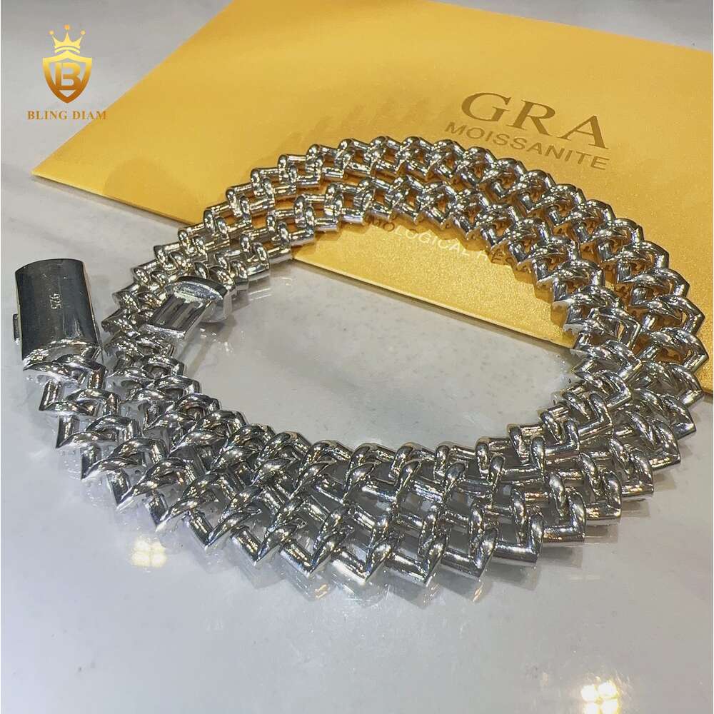Fine Jewelry Necklace 8mm 10mm 13mm Iced Out Cuban Link Chain 1 Row Vvs Moissanite Cuban Chains for Men
