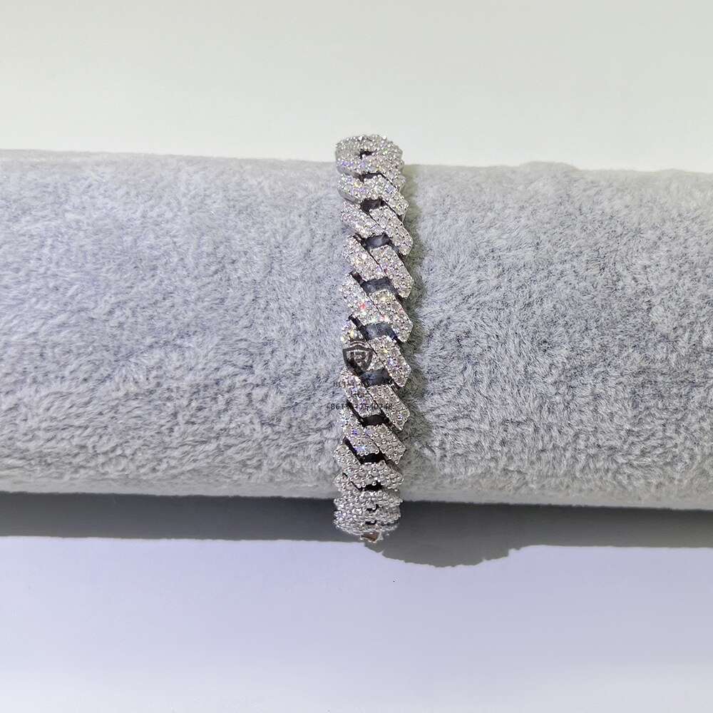Selling Wholesale Price Custom Bling 10mm Women 25 Silver Moissanite Miami Cuban Link Bracelet
