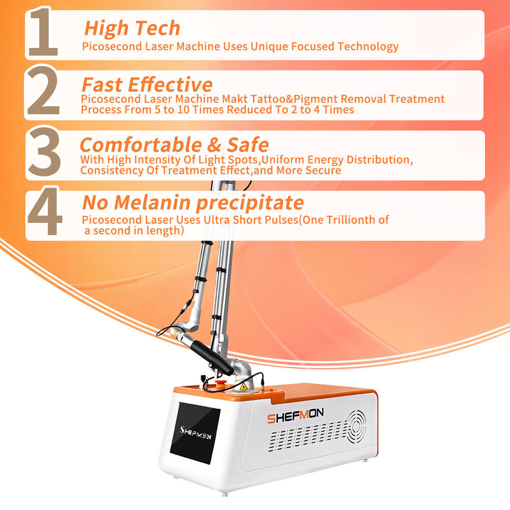 New Model Super Picosecond Laser Fast Tattoo Removal for Whole Body 3 Wavelength 1064/755/532nm Skin Tone Brightening Anti-pigment Instrument
