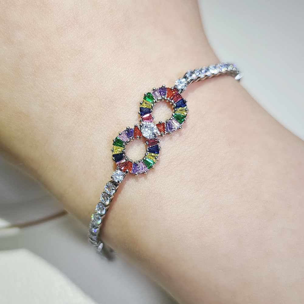 Jewellery High Quality Colorful Zircon Numeric Symbols Bangle with Crystal Rhinestone Party Gift Accessories for All Occasions Textured Statement Jewe