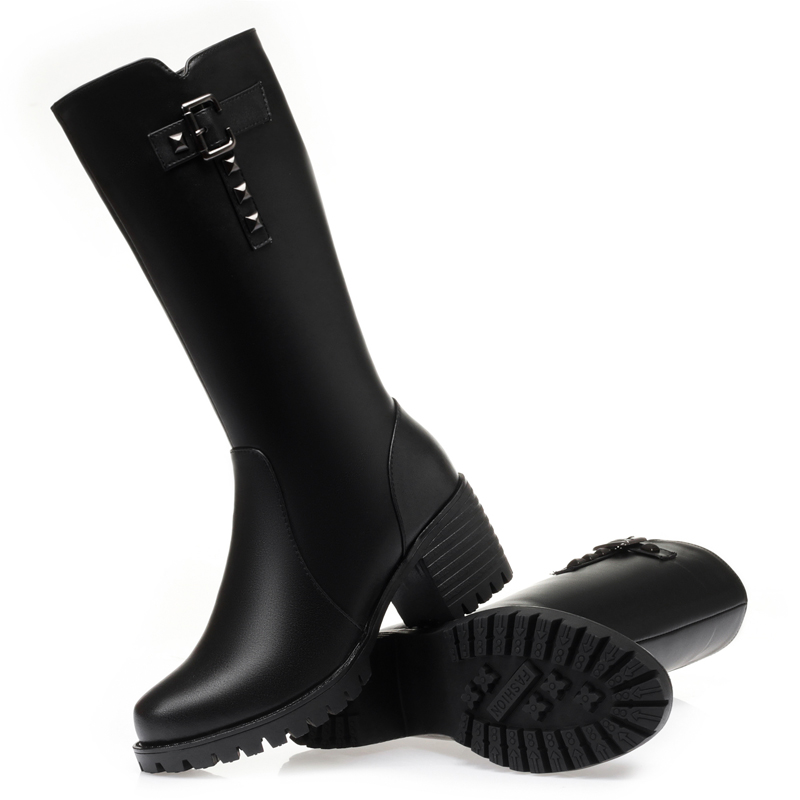 AIYUQI Women Winter Boots High Heels New Warm Wool Large Size Women Long Boots Roman Style Genuine Leather Women Riding Boots