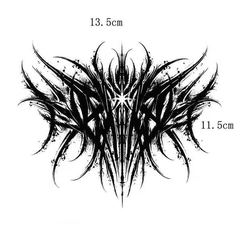 2022 Dark Gothic Thorns Neck Temporary Tattoo Stickers Waterproof Black Cool Men and Women Arm Body Art Fake Tattoo Calf TattooB240711
