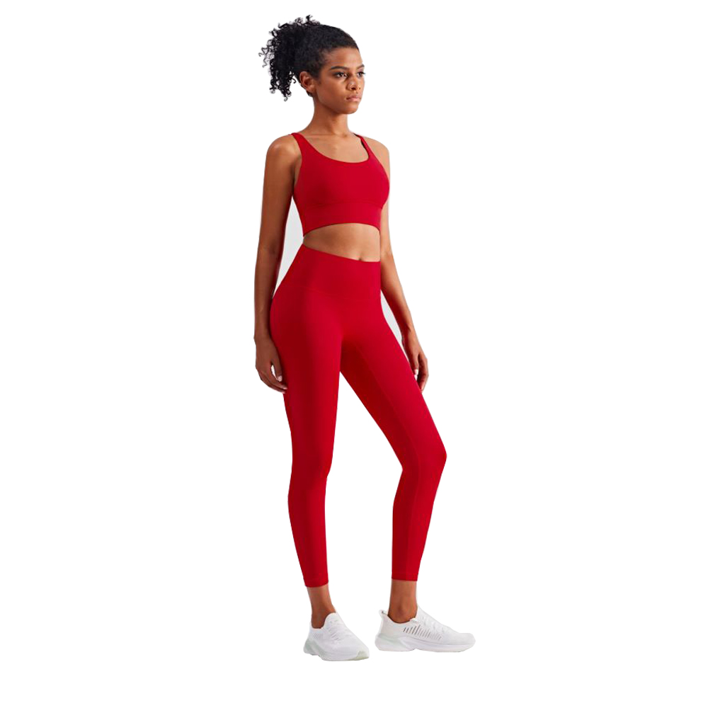 Polyamide Women's Yoga Pants Solid Color High Waist Stretchy Fitness Ninth Sport Leggings T Shape Soft Elastic Push-UP Tights