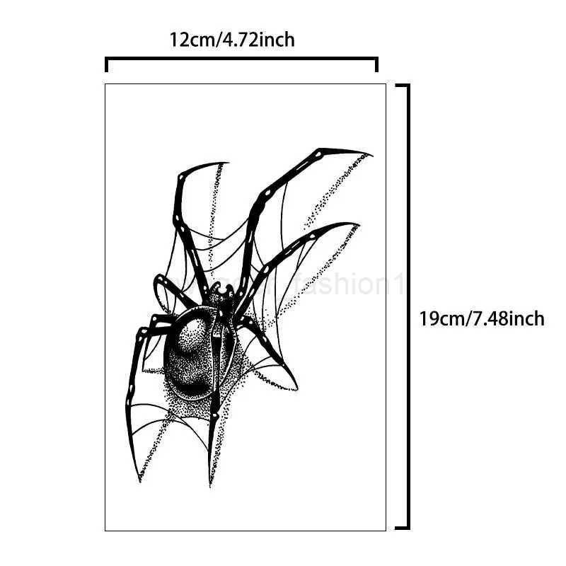 Black Spider Temporary Tattoo Stickers Waterproof Long Lasting One Week To Two Weeksrealistic For Men Neck Arm ChestB240711