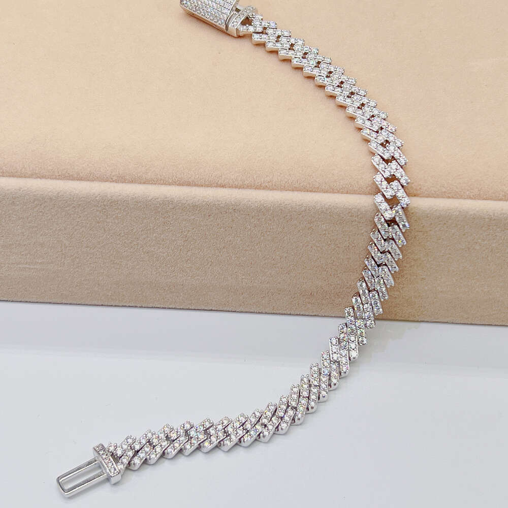 Pass Diamond Tester Hip Hop Bling Jewelry 8mm 89 Vvs Moissanite Iced Out Cuban Link Bracelet Chain