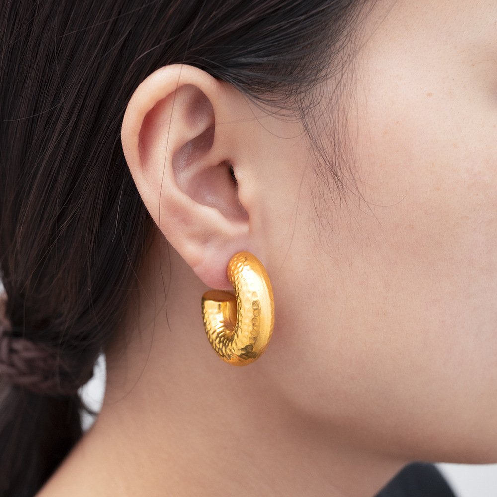 Hypoallergenic Golden Bead Pendant Studs Stylish Shine-Earring Pair For Women's Everyday Wear