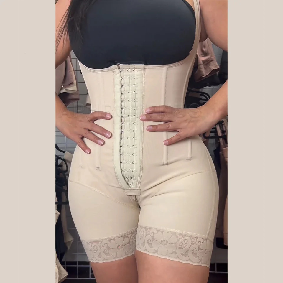 Fajas Colombianas High Compression Slimming Bodysuit Open Chest Waist Trainer Shapewear Post Surgery Butt Lifter Body Shaper 240624