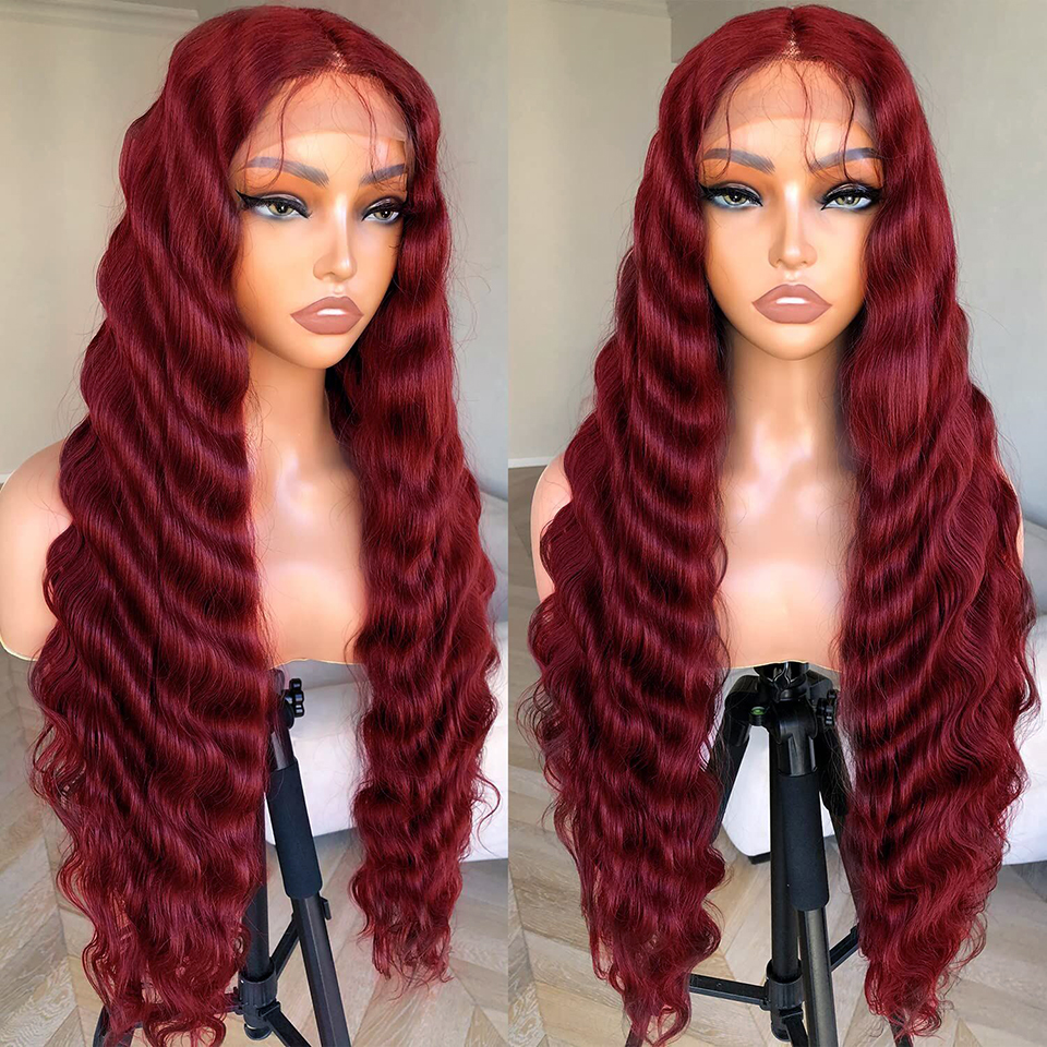 99J Bury Loose Wave Frontal Wig 13X4 Deep Curly Lace Front Human Wigs Brazilian Remy Hair