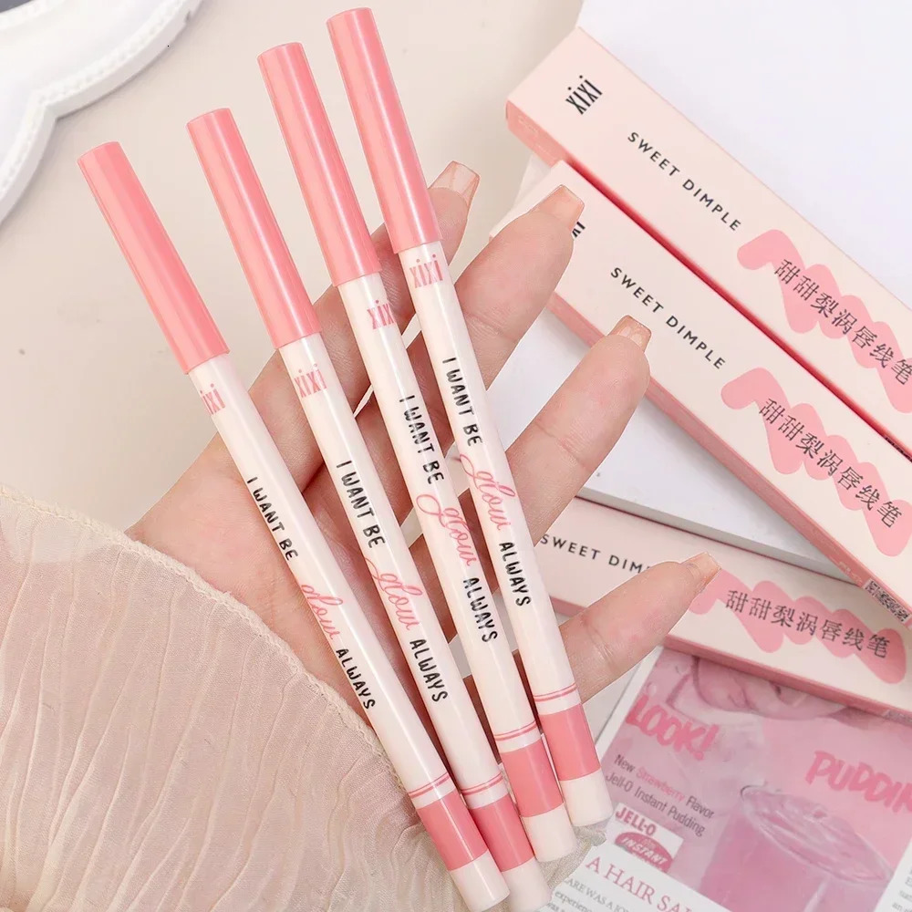 Naked pink lipliner waterproof durable smooth contour 3D lip liner non sticky cup lip liner makeup pen 240711