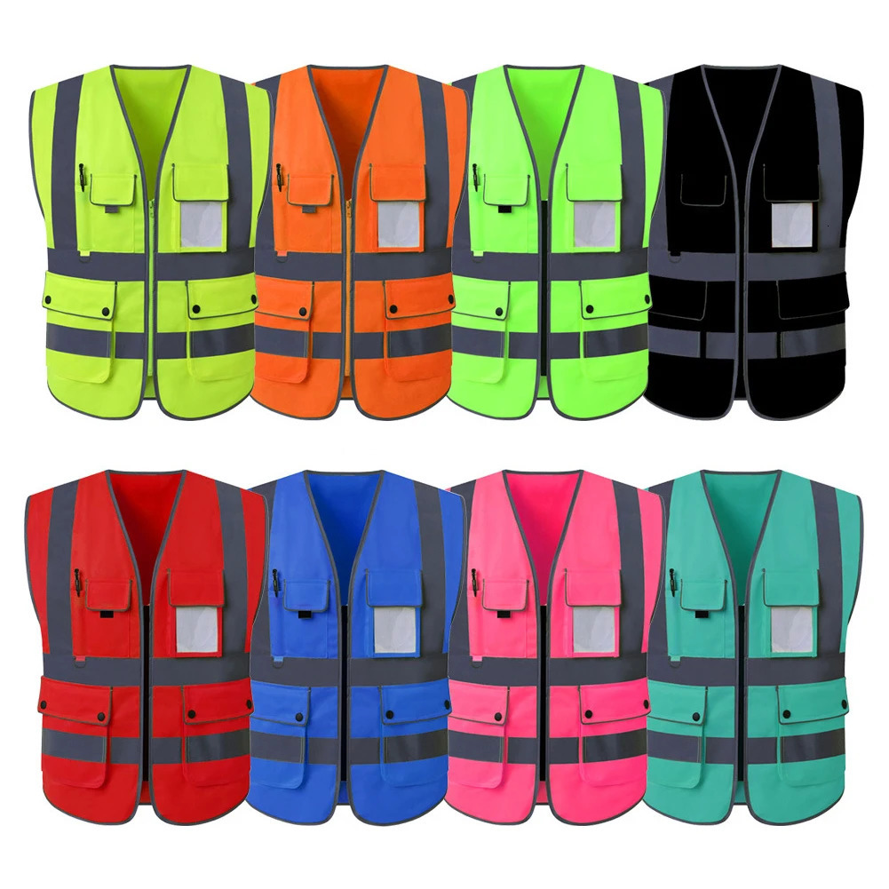 Size S4XL High Visibility Road Working Reflective Vest Outdoor Motorcycle Cycling Safety Waistcoat Clothing Jacket 240701