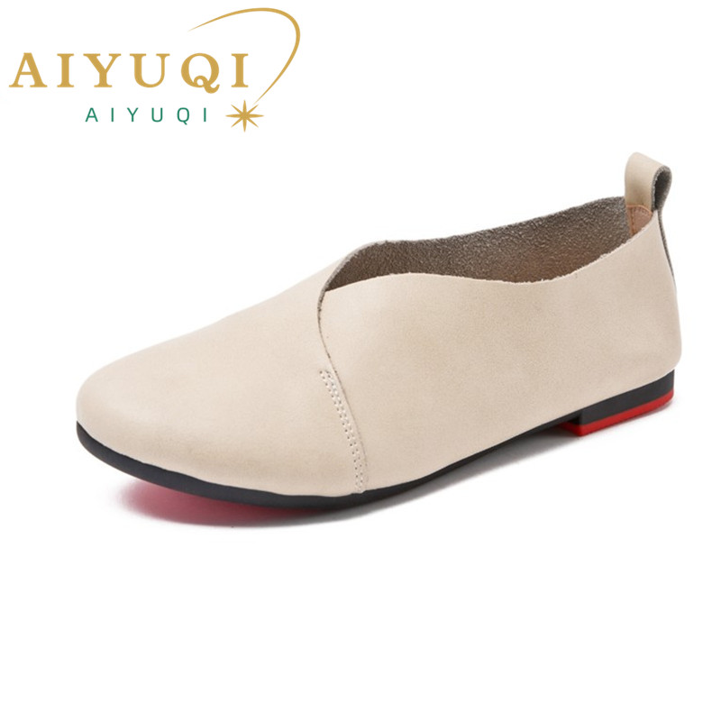 AIYUQI Women Shoes Genuine Leather 2024 New Flat Comfortable Large Size Ladies Shoes 7 Color Non-slip Mother Shoes