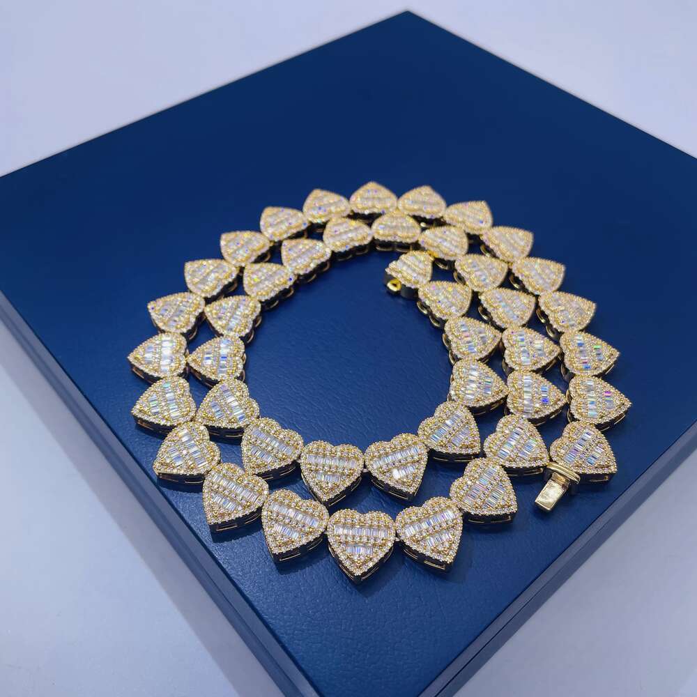 New Style Heart Charms Choker Iced Out Diamond Layer Cuban Link Diamond Luxury Chain Necklace