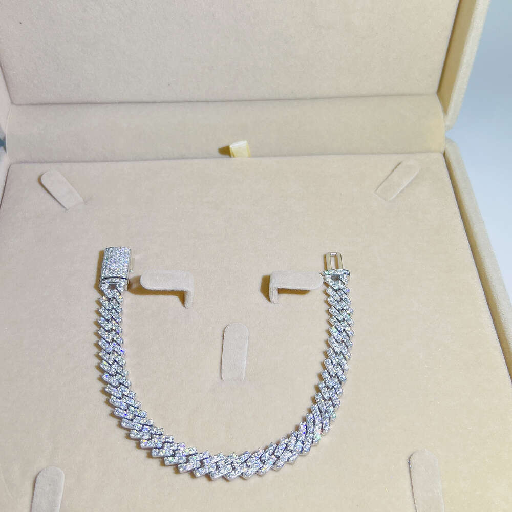 Pass Diamond Tester Hip Hop Bling Jewelry 8mm 89 Vvs Moissanite Iced Out Cuban Link Bracelet Chain