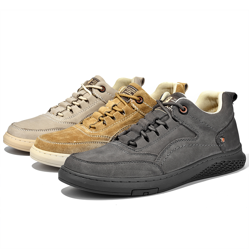 genuine Men's Leather Shoess lace up Trend Comfortable New Shoes outdoor British Fashion High Top Sneakers Moccasins Men ff26