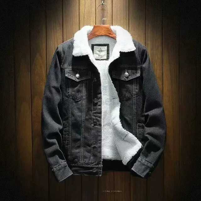 Winter vintage wool lined denim jacket for mens fashion cotton lined jacket for casual scenes Other materialsW240711354 3