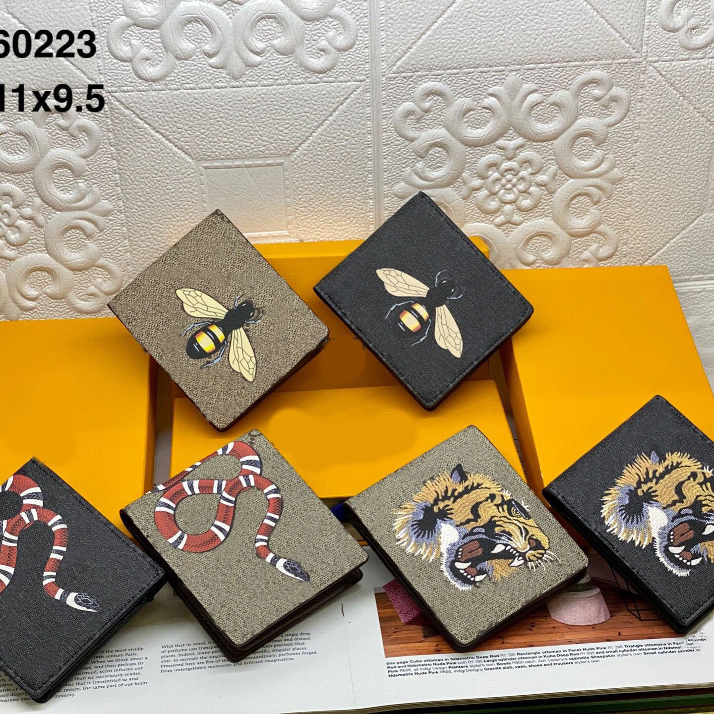 Fashion Men Animal Short Wallet Leather Black Snake Tiger Bee Man Wallets Women Purse Card Holders Woman Wallet Purses With Box