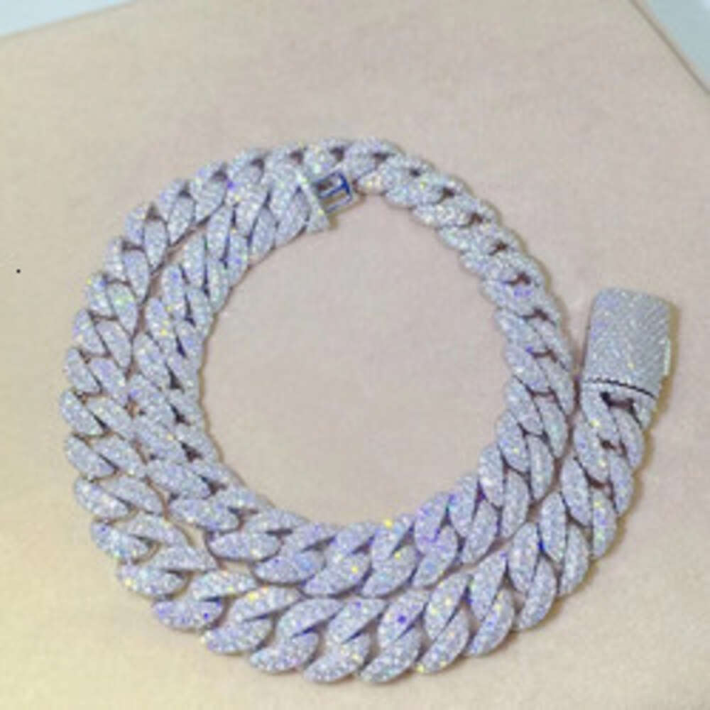Rapper Jewelry Custom 12mm Miami Men Cuban Link Chain Gra Certificate Iced Out Moissanite 925 Silver Hip Hop Necklace