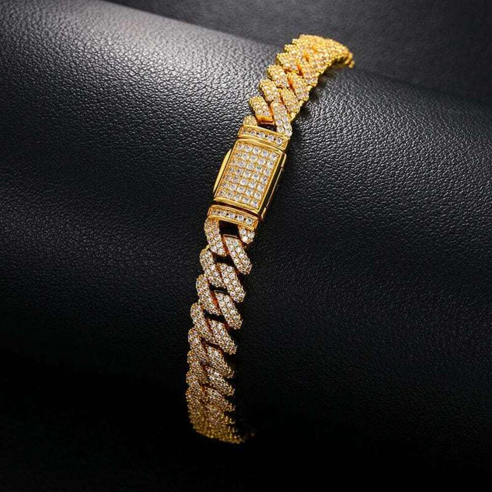 Custom Women 8.8mm Cuban Chain Link Vvs Moissanite 925 Silver Iced Out Bracelet