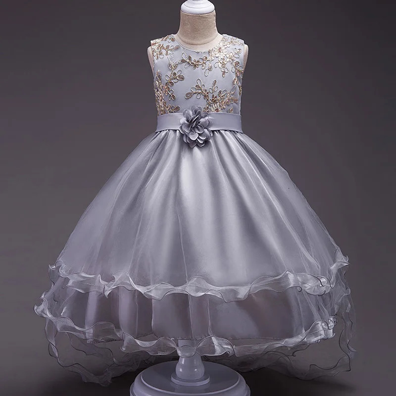 Girls Princess Embroidery Baby Flower Wedding Christmas Party Tutu Dress Teenager Children Kids Elegant Vestidos for 3-15Years 240704