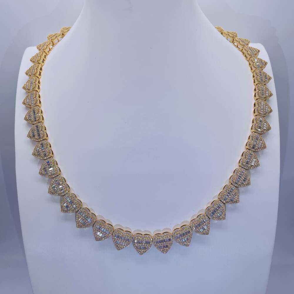 New Style Heart Charms Choker Iced Out Diamond Layer Cuban Link Diamond Luxury Chain Necklace