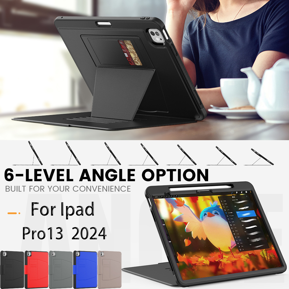 Magnetic Smart Tablet Case For IPad Pro 13 inch M4 Air 13" M2 Shockproof Folio Leather Case with Auto Sleep/Wake Smart Cover Multi-Angle Stand Pe