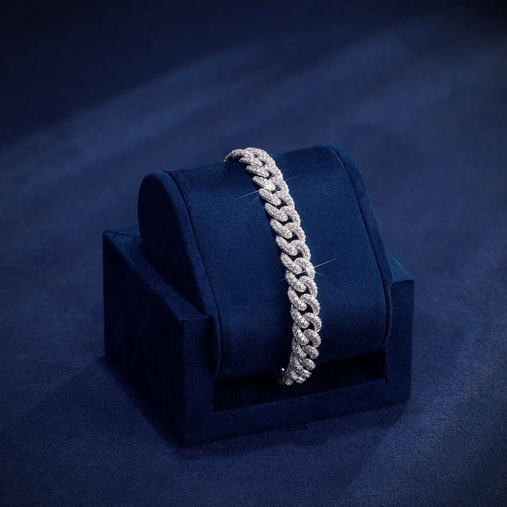 Pass Diamond Tester 10mm Cuban Link Bracelet Vvs Moissanite Custom Silver Cuban Bracelet for Men