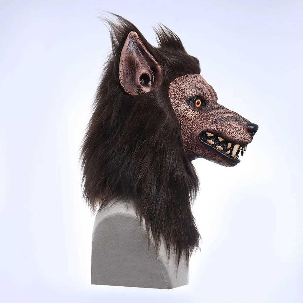 Animal Wolf Latex Mask Werewolf Light-up Realistic And Fierce Carnival Headgear Costume Halloween Cosplay Party PropsM240711