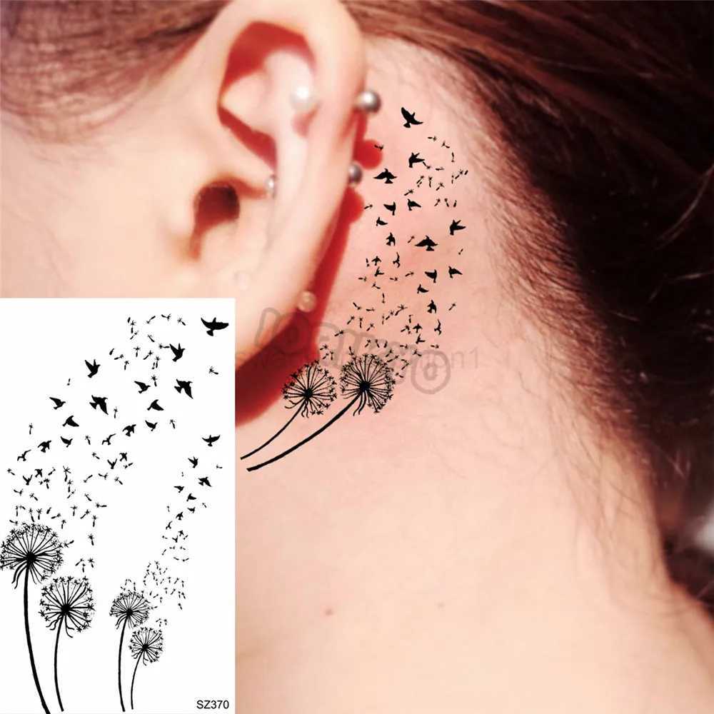 Pencil Sketch Dinosaur Small Temporary Tattoos For Kids Girls Dandelion Whale Unicorn Fake Tattoo Sticker Back Arm Tatoos PartyB240712
