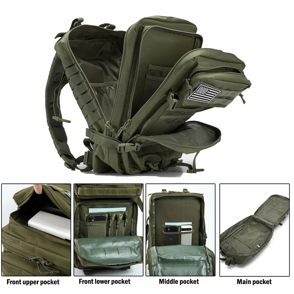 QT QY 30/50L Tactical Backpacks For Man Hking Outdoor Survival Bags 3P Assault Pack EDC Molle Pack For Trekking Hunting Bag 240703