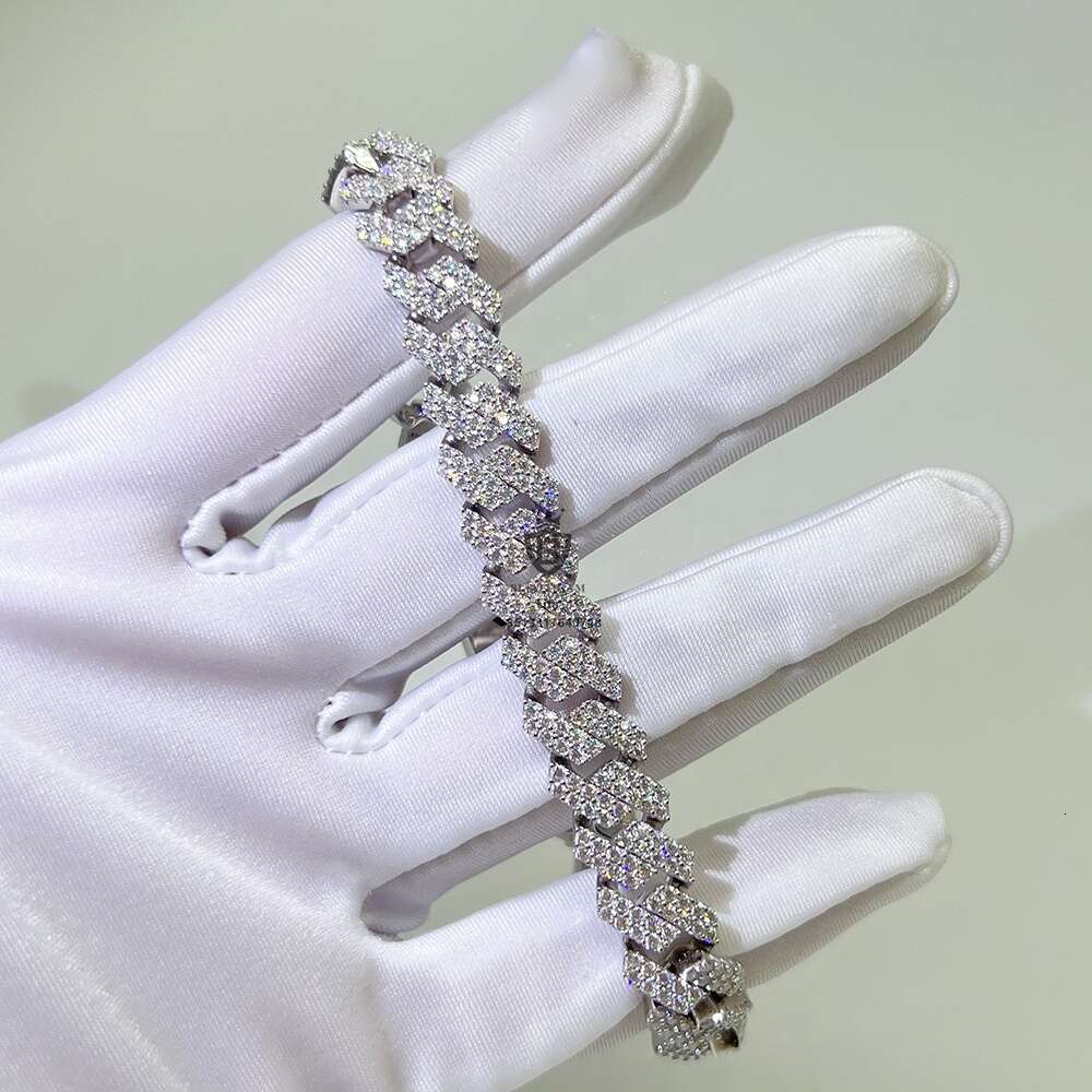 Selling Wholesale Price Custom Bling 10mm Women 25 Silver Moissanite Miami Cuban Link Bracelet