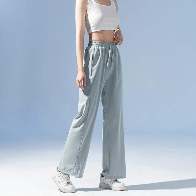 2024 New Women's Ice Silk Breathable Speed Drying Wet Sweat wicking Outdoor Straight Mouth Versatile Sports Pants F7.11#35